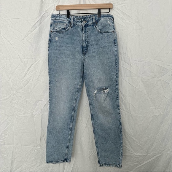 H&M Light Blue Distressed high rise Women Jeans size 12 - Picture 3 of 5
